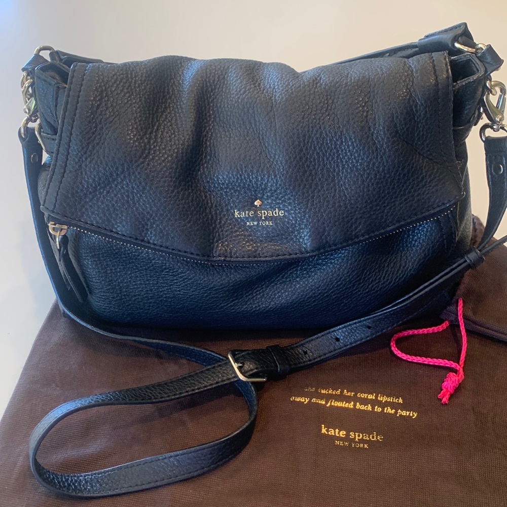 Kate Spade Cobble Hill Black Pebbled Leather convertible Shoulder Bag